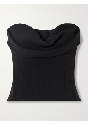 Magda Butrym - Cropped Draped Wool-blend Crepe Bustier Top - Black - FR34,FR36,FR38,FR40,FR42