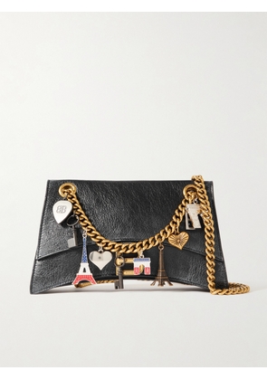 Balenciaga - Crush Embellished Crinkled-leather Shoulder Bag - Black - One size