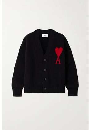 AMI PARIS - + Net Sustain Adc Intarsia Merino Wool Cardigan - Black - x small,medium