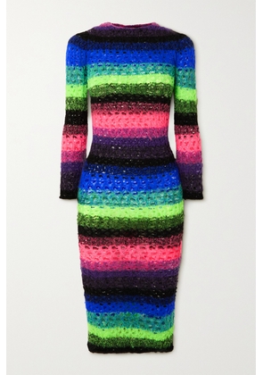 AGR - Striped Open-knit Cotton-blend Midi Dress - Blue - x small,small,medium,large