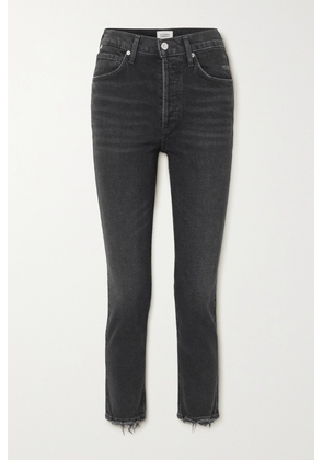 Citizens of Humanity - Jolene Frayed High-rise Straight-leg Jeans - Black - 23,24,25,26,27,28,29,30,31,32