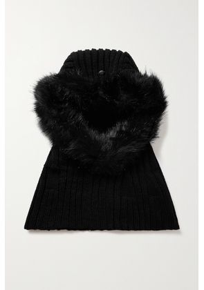 Goldbergh - Naomi Faux Fur-trimmed Ribbed-knit Hood - Black - One size