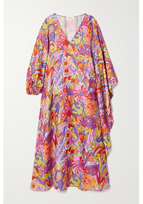 La DoubleJ - Opera Asymmetric Floral-print Silk-twill Maxi Dress - Pink - x small,small,medium,large,x large