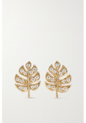 Sydney Evan - Tiny Monstera Leaf 14-karat Gold Diamond Earrings - One size