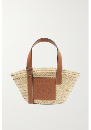 Loewe - Small Leather-trimmed Woven Raffia Tote - Brown - One size