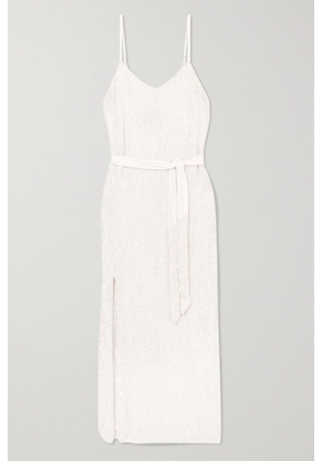 Retrofête - Rebecca Velvet-trimmed Sequined Chiffon Dress - White - x small,small,medium,large,x large