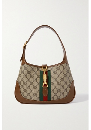Gucci - Jackie 1961 Small Webbing-trimmed Coated-canvas And Leather Shoulder Bag - Neutrals - One size