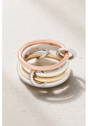 Spinelli Kilcollin - Hyacinth Set Of Four 18-karat Yellow And Rose Gold And Sterling Silver Rings - 5,6,7,8