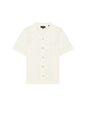Vince Patchwork Pointelle Button Down Shirt in Cream. Size M.