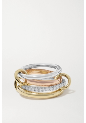 Spinelli Kilcollin - Cancer Deux Set Of Four 18-karat Yellow And Rose Gold And Sterling Silver Diamond Rings - 6,7