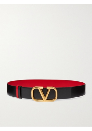 Valentino Garavani - Valentino Garavani Vlogo Reversible Leather Belt - Black - 65,70,75,80,85,90,95,100