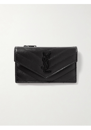 SAINT LAURENT - Monogramme Quilted Textured-leather Wallet - Black - One size