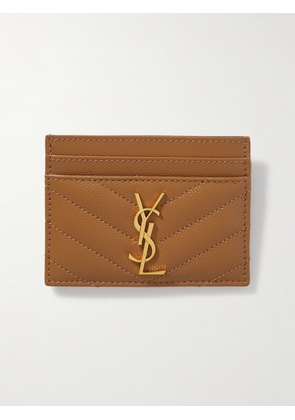 SAINT LAURENT - Monogramme Quilted Textured-leather Cardholder - Brown - One size