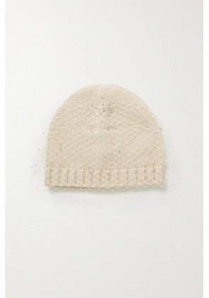 Eugenia Kim - Lucinda Crystal-embellished Mesh-trimmed Wool And Cashmere-blend Beanie - Ivory - One size