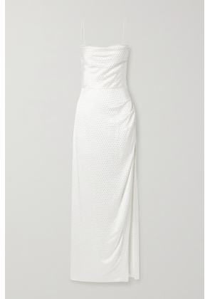 Retrofête - Marlene Crystal-embellished Draped Silk-satin Maxi Dress - White - x small,small,medium,large,x large