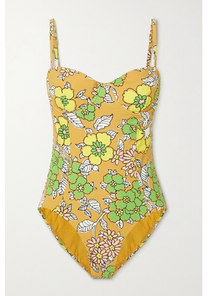 Tory Burch - Floral-print Underwired Swimsuit - Yellow - x small,small,medium,large,x large