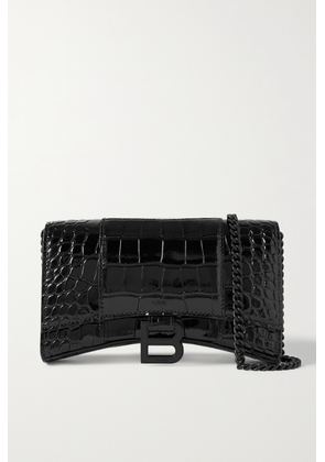 Balenciaga - Hourglass Croc-effect Leather Shoulder Bag - Black - One size