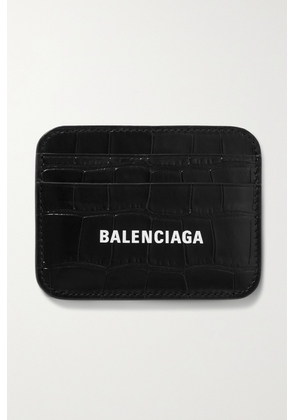 Balenciaga - Cash Printed Croc-effect Leather Cardholder - Black - One size