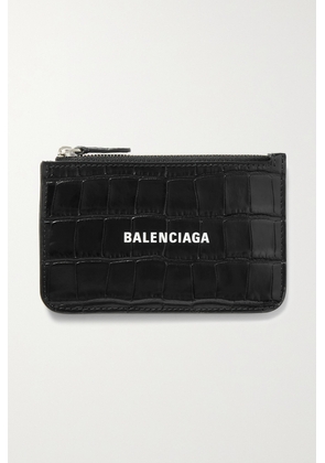Balenciaga - Cash Printed Croc-effect Leather Cardholder - Black - One size