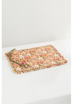 Loretta Caponi - Floral-print Cotton Placemat And Napkin Set - Pink - One size