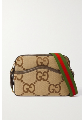 Gucci - Textured Leather-trimmed Printed Coated-canvas Shoulder Bag - Brown - One size