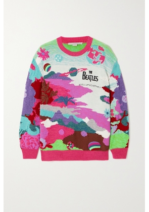 Stella McCartney - + The Beatles Get Back Embroidered Intarsia Cotton Sweater - Pink - xx small,x small,small,medium,large,x large
