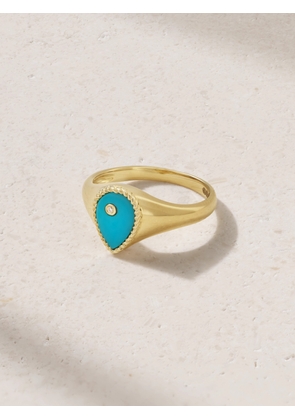 Yvonne Léon - 9-karat Gold, Turquoise And Diamond Ring - 3,4,5,6