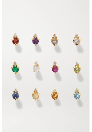 STONE AND STRAND - Birthstone Gold Multi-stone Single Earring - June,December,January,July,February,August,March,September,April,October,May,November