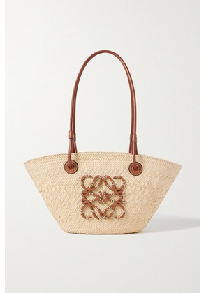 Loewe - + Paula's Ibiza Small Leather-trimmed Woven Raffia Tote - Brown - One size