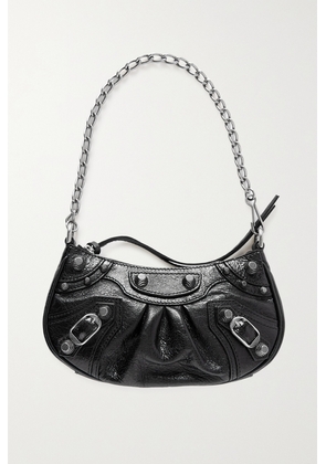 Balenciaga - Le Cagole Mini Studded Crinkled-leather Shoulder Bag - Black - One size