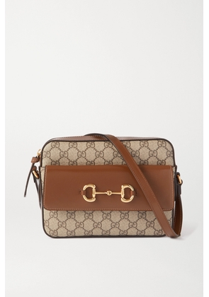 Gucci - Horsebit 1955 Small Leather-trimmed Printed Coated-canvas Shoulder Bag - Brown - One size