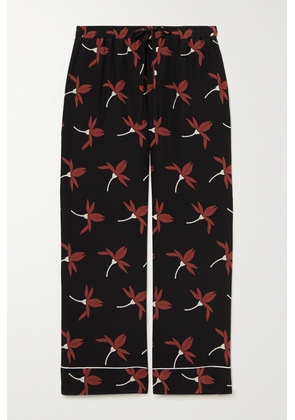Valentino Garavani - Cropped Floral-print Silk Crepe De Chine Straight-leg Pants - Black - IT36,IT38,IT40,IT42,IT44,IT46,IT48,IT50