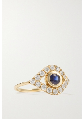 Sydney Evan - Large Evil Eye 14-karat Gold, Sapphire And Diamond Ring - 5,6,7