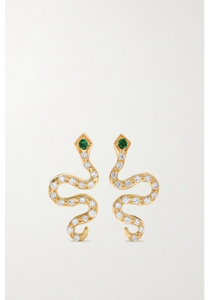 Ileana Makri - Little Snake 18-karat Gold, Diamond And Tsavorite Earrings - One size