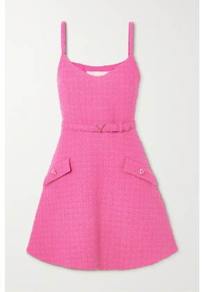 Valentino Garavani - Belted Wool-blend Bouclé-tweed Mini Dress - Pink - IT36,IT38,IT40,IT42,IT44