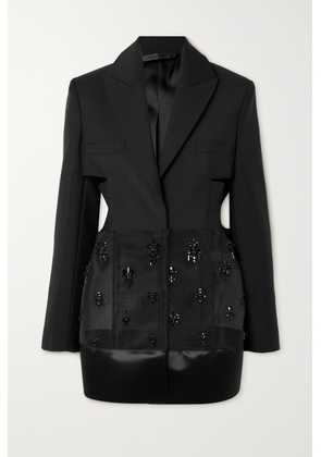 Givenchy - Cutout Bead-embellished Tulle, Satin And Wool And Mohair-blend Blazer - Black - FR36,FR38,FR40,FR42