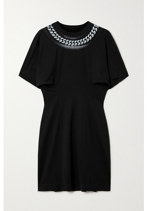 Givenchy - Cutout Printed Cotton-jersey Mini Dress - Black - x small,small,medium,large