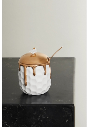 L'Objet - Beehive Gold-plated Porcelain Honeypot And Spoon - White - One size