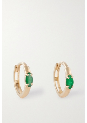 STONE AND STRAND - Gold Emerald Hoop Earrings - One size