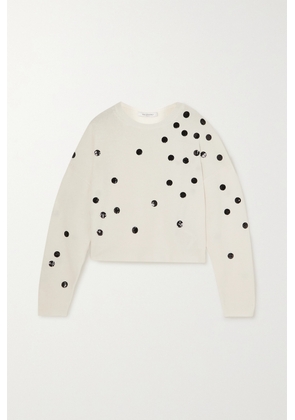 Valentino Garavani - Cropped Sequin-embellished Wool And Cashmere-blend Sweater - White - x small,small,medium,large