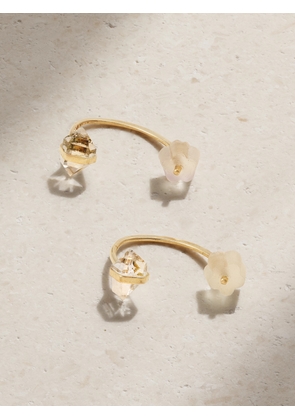 Melissa Joy Manning - Mini Wishbone 14-karat Gold Herkimer Diamond Earrings - One size