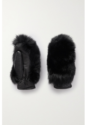 Goldbergh - Hill Faux Fur And Padded Leather Mittens - Black - 6.5,7,7.5,8