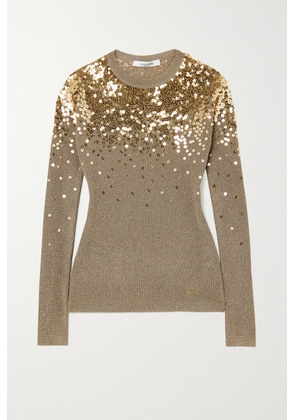Valentino Garavani - Sequin-embellished Metallic Ribbed-knit Sweater - Gold - x small,small,medium,large,x large