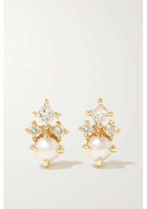 Mateo - The Little Things 14-karat Gold, Diamond And Pearl Earrings - One size