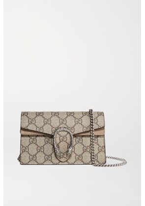 Gucci - Dionysus Super Mini Printed Coated-canvas And Suede Shoulder Bag - Neutrals - One size
