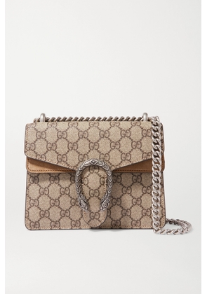 Gucci - Dionysus Mini Printed Coated-canvas And Suede Shoulder Bag - Neutrals - One size