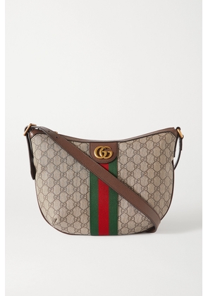 Gucci - Ophidia Textured Leather-trimmed Printed Coated-canvas Shoulder Bag - Neutrals - One size