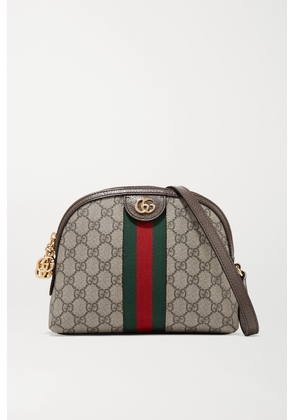 Gucci - Ophidia Textured Leather-trimmed Printed Coated-canvas Shoulder Bag - Brown - One size