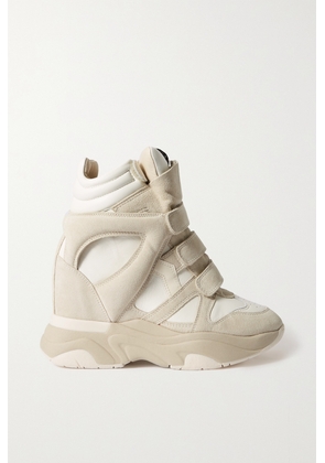 Isabel Marant - Baskee Leather And Suede High-top Wedge Sneakers - White - FR35,FR36,FR37,FR38,FR39,FR40,FR41
