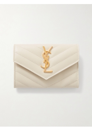 SAINT LAURENT - Monogramme Envelope Quilted Textured-leather Wallet - Off-white - One size